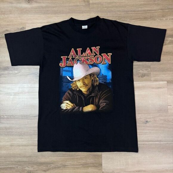 TCI Other - Vintage Alan Jackson Size L 2004 USA Tour Tee Shirt Black Y2K Country Music
